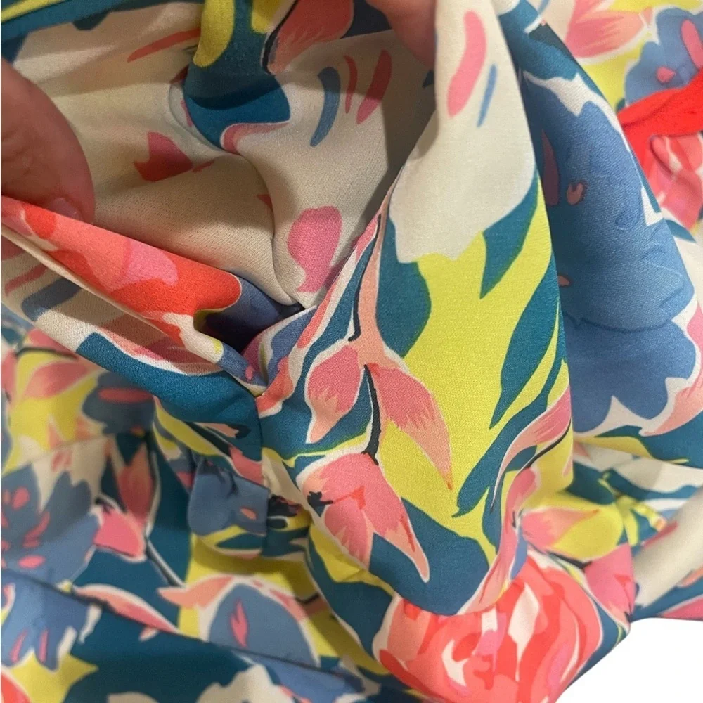 Colorful Floral Babydoll Dress w pockets Ruffle Sleeve Boho Boutique Summer SZ S
